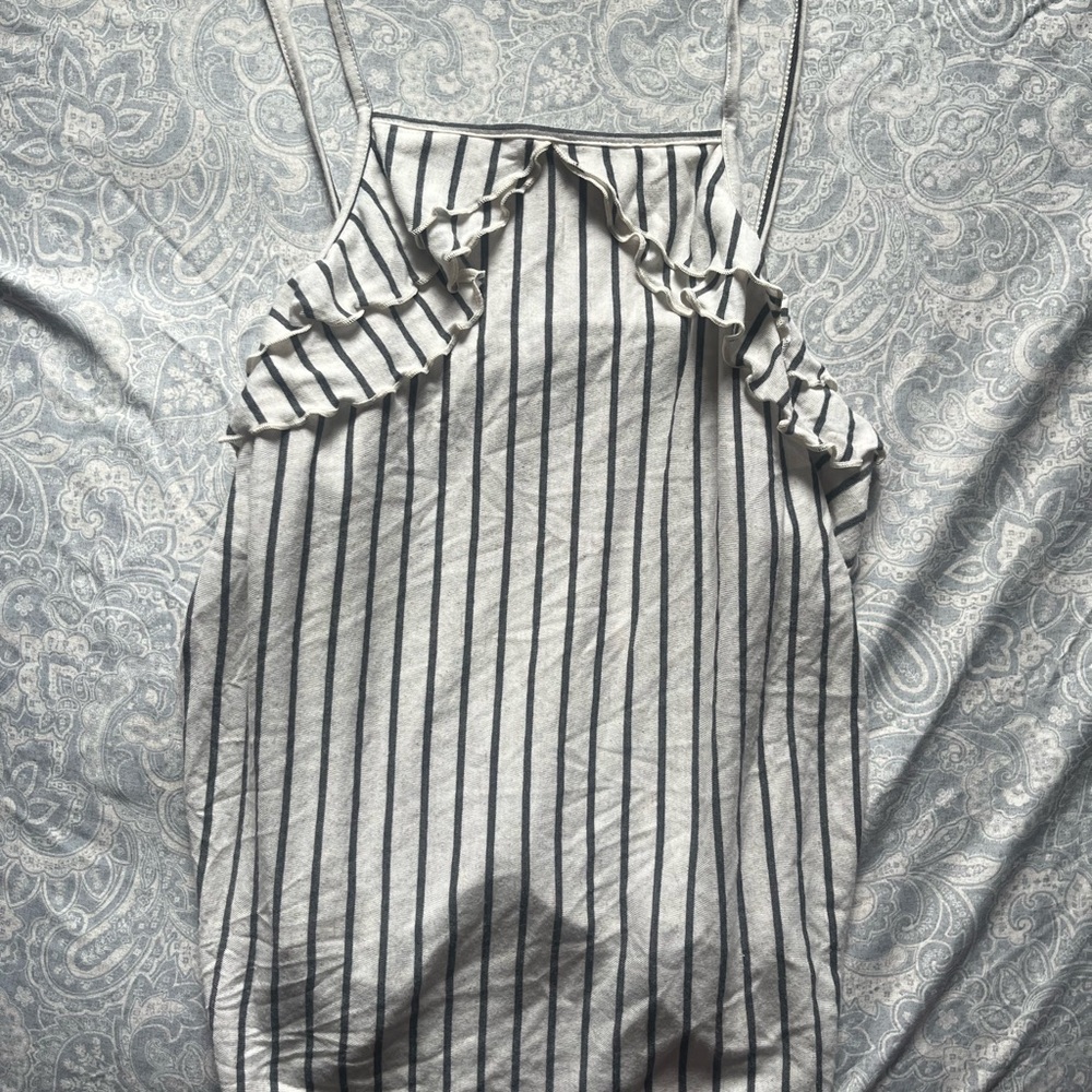 Striped ruffle tank top